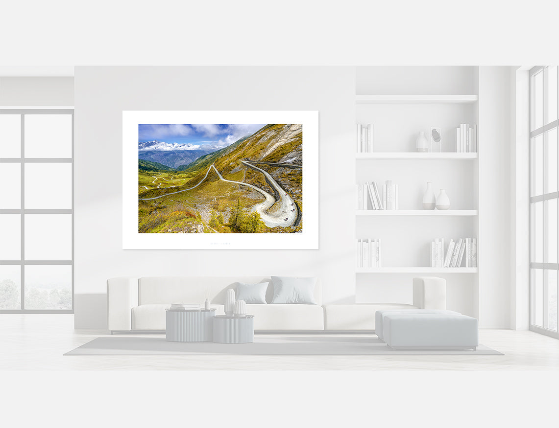 High summer on the Colle Delle Finestre - Gravel Side Top. Gifts for cyclists, Cycling landscapes photography prints by davidt.