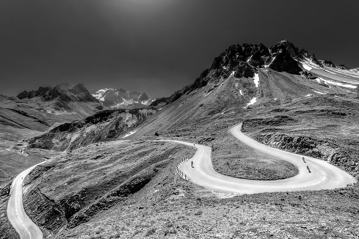 Col du Galibier Black and white Cycling Prints, Cycling Art. Unique Gifts for Cyclists