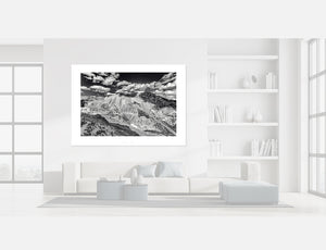 Col d'Izoard Casse Deserte Black and white cycling photography print by davidt Cycling Art. Unique gifts for cyclists. Cycling print.