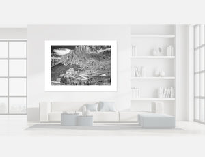 Passo Pordoi Black and white - The Dolomites - Cycling prints, Gifts for Cyclists, Cycling Photography Prints by davidt