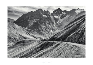 Col du Galibier Southside B&W Limited edition photography print by davidt Unique gifts for cyclists. Cycling prints.