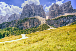 Passo Gardena The Dolomites. Gifts for cyclists, cycling photography prints by davidt. Cycling art. Cycling pictures