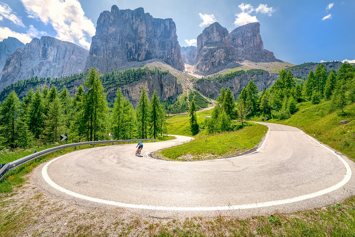 Passo Gardena - The Dolomites. Cycling Art. Unique gifts for cyclists. Cycling decor, Cycling Photography Prints, Cycling interiors, Luxury Gifts for Cyclists, Photography prints by David Tedman. Office art, Art for offices Gifts for Dad, gifts for Fathers Day. Original gifts for cyclists