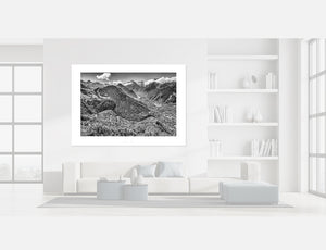 Alpe d'Huez - Landscape  BLack and white cycling photography prints. Gifts for cyclists