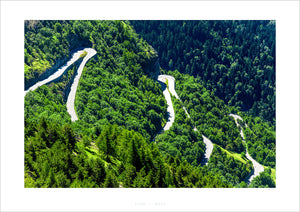 Alpe dHuez Bends - Colour photography print. Gifts for cyclists. Cycling decor, Cycling interiors, Office prints, Luxury Gifts for Cyclists, Photography prints by David Tedman. 