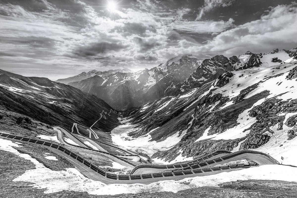 Stelvio Pass Stairway to Heaven b w - Main Image