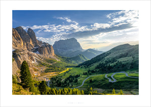 The Dolomites - Gifts for Cyclists - Passo Gardena Cycling landscape fine art prints