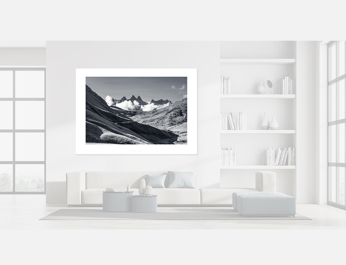 Col de la Croix de Fer B&W. Gifts for Cyclists Cycling Art by Davidt. Cycling photography prints of the Great Cycling Climbs 