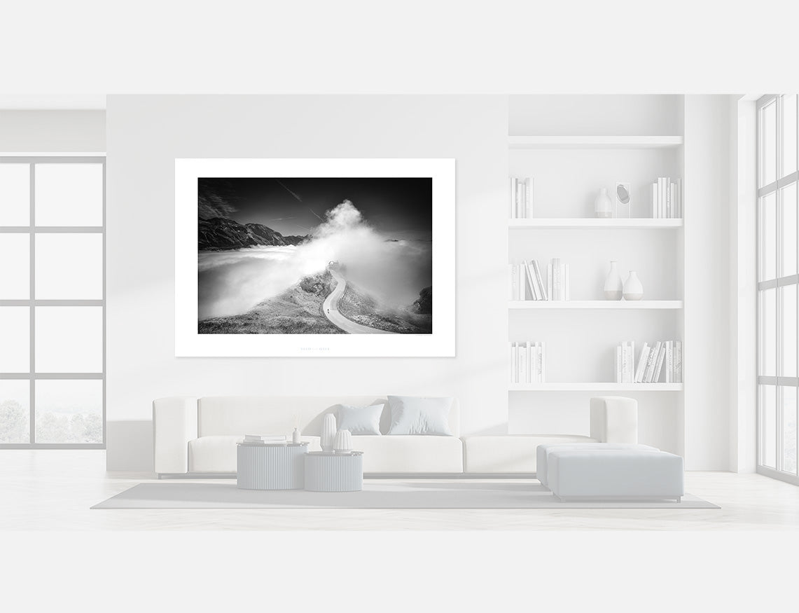 Col d'Aubisque Don’t Look Back. Black and white photography print by davidt Cycling decor, Luxury Gifts for Cyclists,