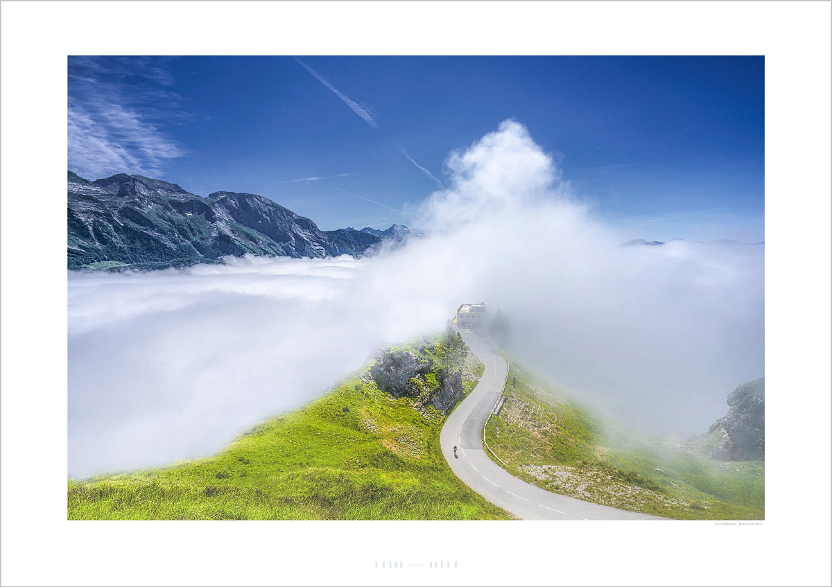 Unique gifts for cyclists. Cycling prints by davidt, Col d'Aubisque Don’t Look Back.