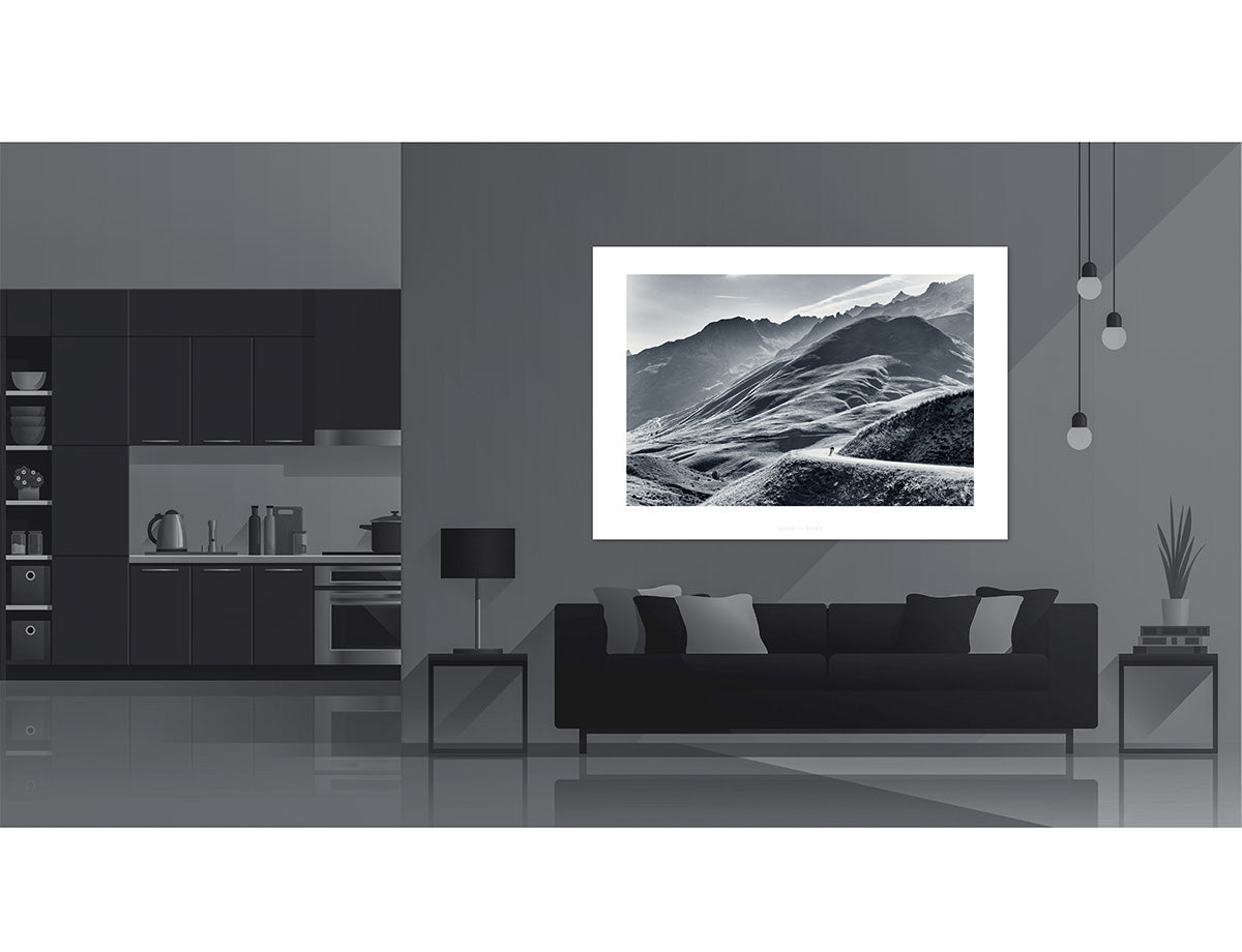 Downhill Run - Limited edition Duotone - Cycling photography duotone print by davidt. Gifts for cyclists, unique gifts for cyclists.