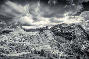 Passo Giau - Selva di Cadore - Limited Edition - Black and white duotone cycling photography print by davidt