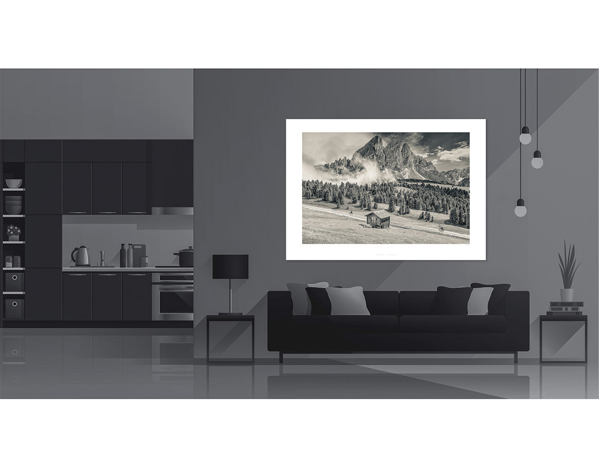 Passo Erbe B&W - The Dolomites - Cycling prints, Gifts for Cyclists, Cycling pictures, Cycling Photography Prints by davidt