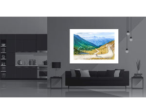 Colle Delle Finestre - Gravel Top scenic view in a modern living room setting.