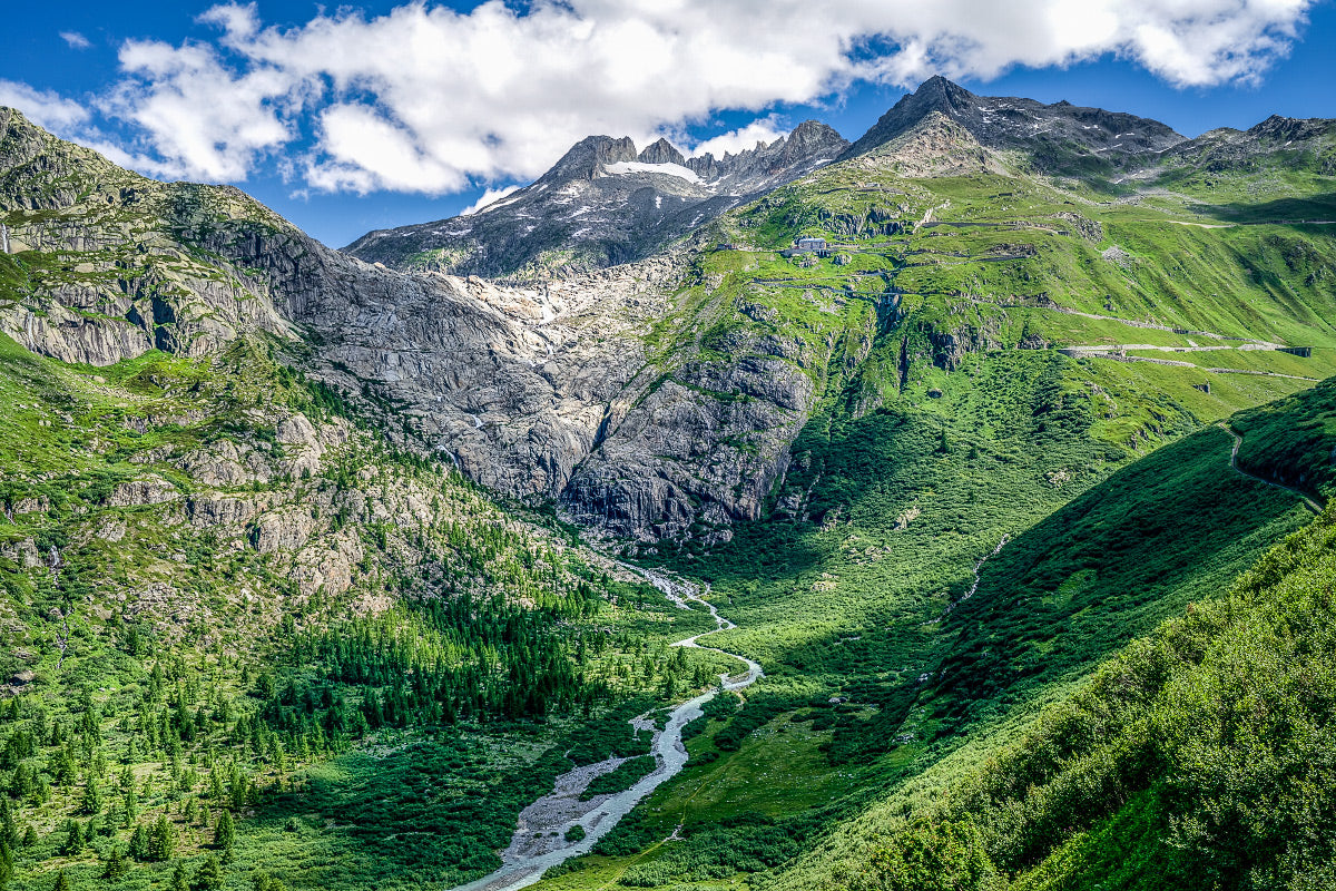Furka Pass - Rohne Glacier On of the Great Cycling Road Climbs - fine art cycling landscape photography prints by davidt