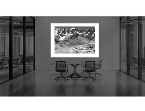 Col du Galibier - Barre des Écrins - Black and white photography office print