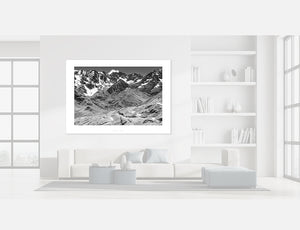 Col du Galibier - Barre des Écrins - Black and white photography print