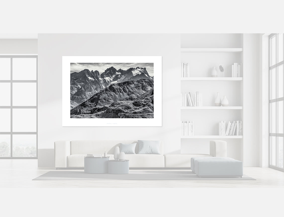 Col du Galibier. B&W Limited edition. Cycling decor, Cycling interiors, Luxury Gifts for Cyclists, Photography prints by David Tedman.