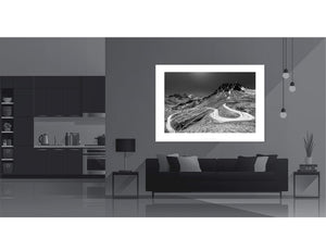 Col du Galibier B&W Horseshoe Cycling Prints, Cycling Art. Unique Gifts for Cyclists