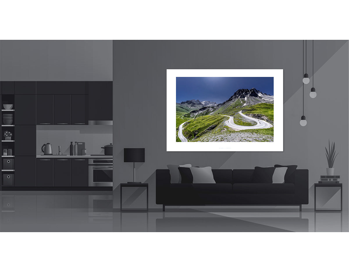 Col du Galibier HorseshoeCycling Prints, Cycling Art. Unique Gifts for Cyclists
