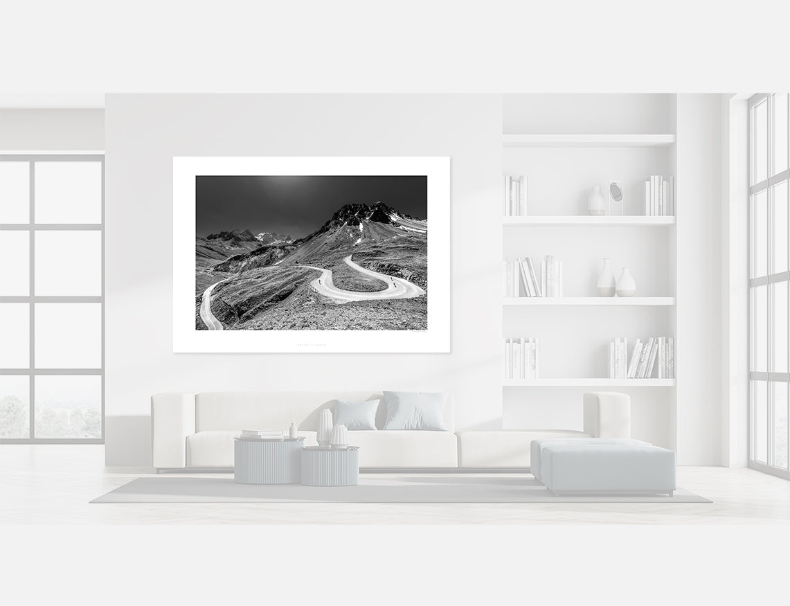Col du Galibier Black and white Cycling Prints, Cycling Art. Unique Gifts for Cyclists by davidt
