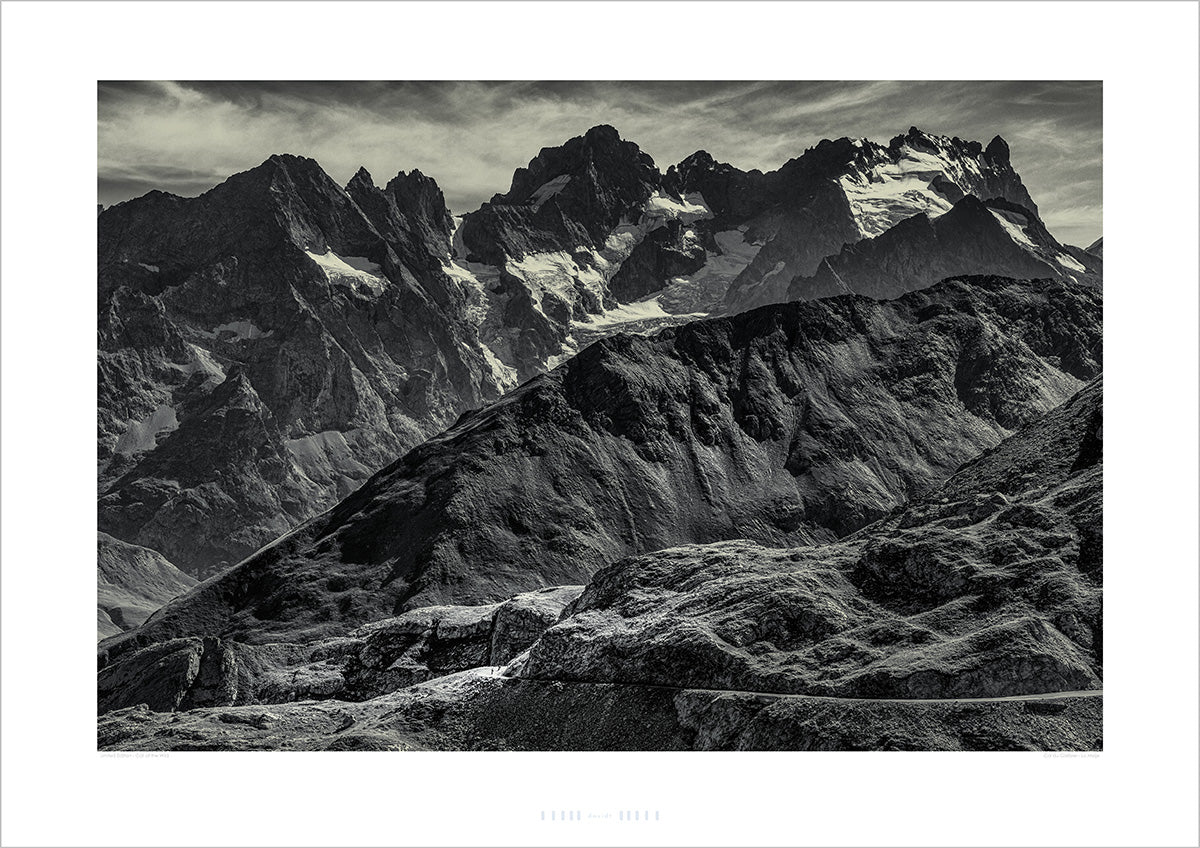Col du Galibier & La Meije Limited Edition Cycling Photo Print displayed framed