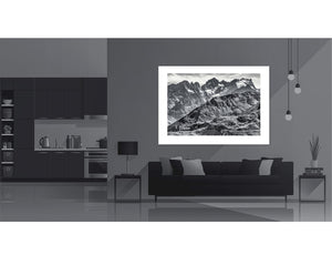 Col du Galibier -La Meije - Limited Edition - Black and white duotone cycling photography print by davidt
