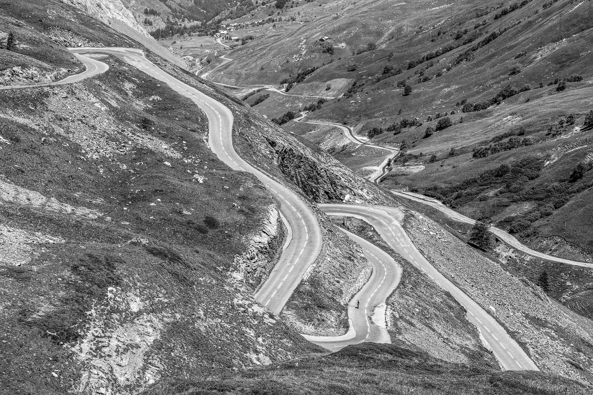 Col du Galibier - Mid Bends black and whiye photography print