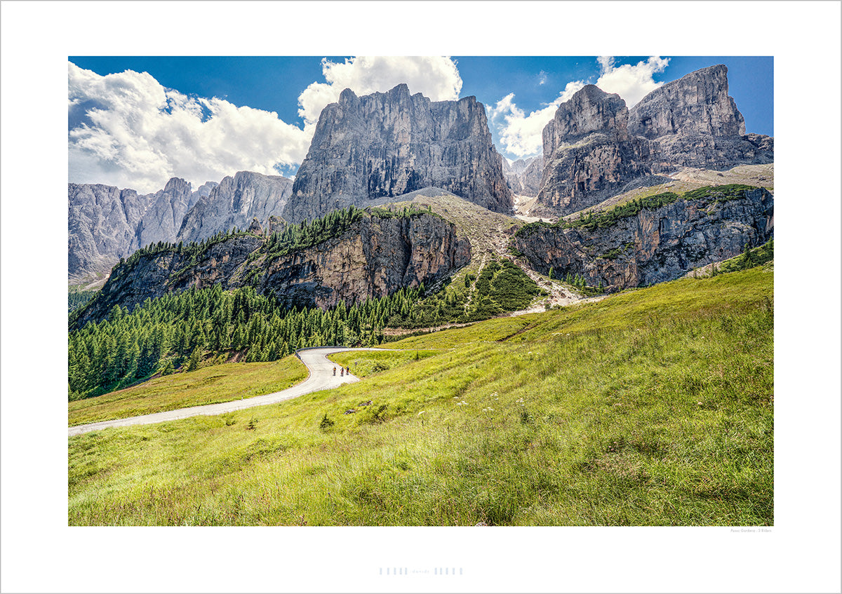 Passo Gardena The Dolomites. Gifts for cyclists, cycling photography prints by davidt. Cycling art.