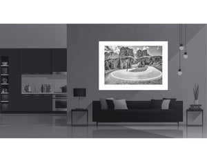 Passo Gardena Hairpin B&W cycling prints The Dolomites. Cycling Art. Unique gifts for cyclists.