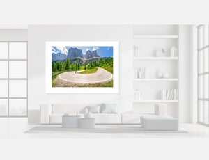 Passo Gardena - The Dolomites. Cycling Art. Unique gifts for cyclists. Cycling decor, Cycling Photography Prints, Luxury Gifts for Cyclists, Office art, Art for offices Gifts for Dad, gifts for Fathers Day. Original gifts for cyclists