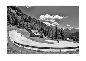 Passo Giau Bends Black and white cycling photography prints by davidt