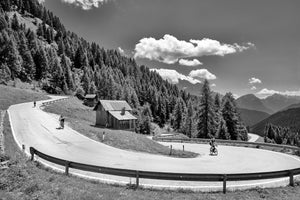 Passo Giau Bends Black and white cycling photography prints, cycling art
