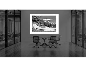 Passo Giau Bends Black and white cycling photography prints for the office cycling art