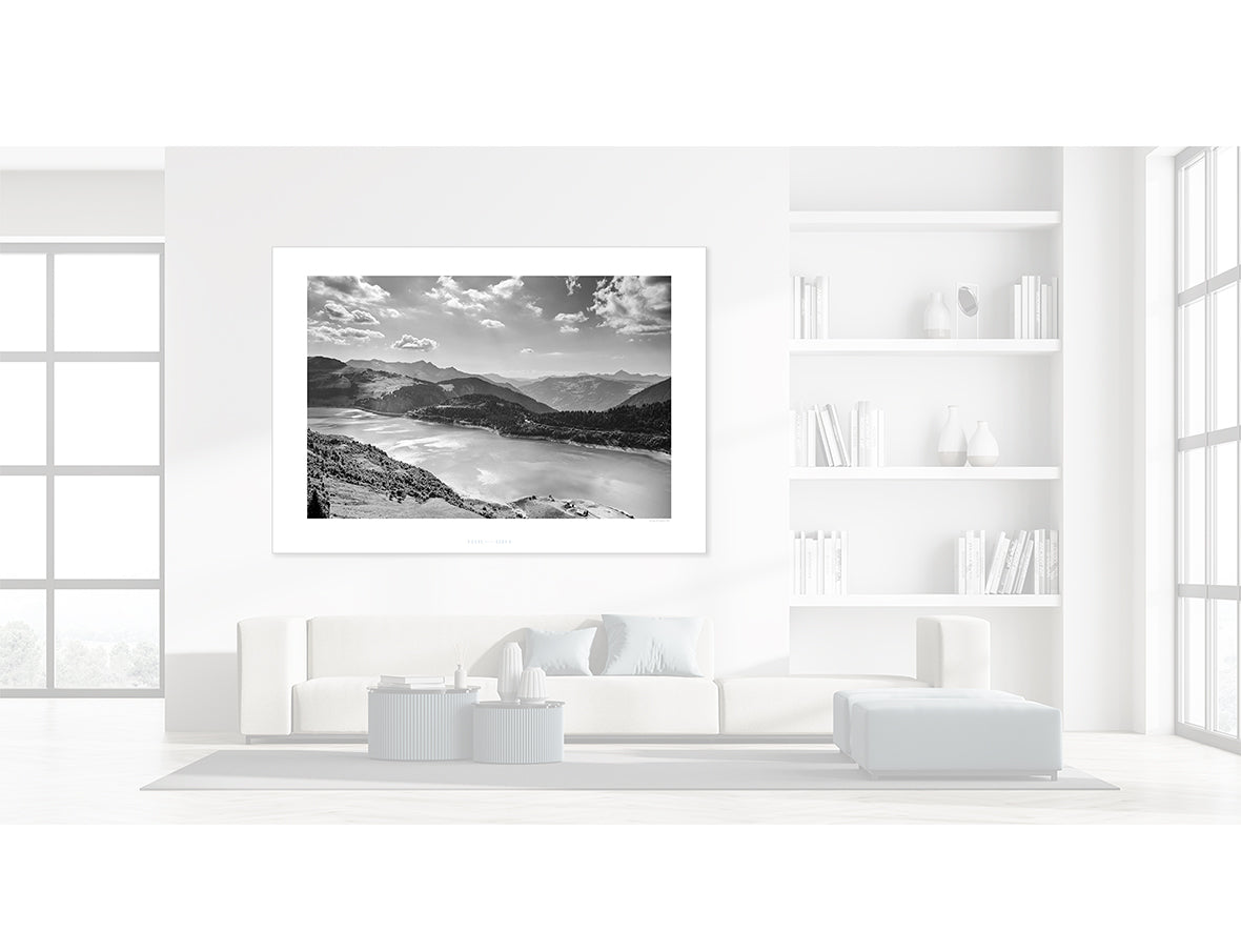 Lac de Roseland B&W cycling landscapes photography prints of the Great cycling climbs by davidt