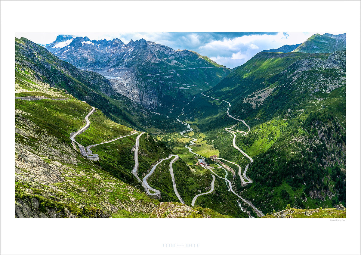Grimsel Pass & Furka Pass. Gifts for cyclists, fine art cycling photography of the Great Cycling Road Climbs by davidt. Perfect for your pain cave, office and home