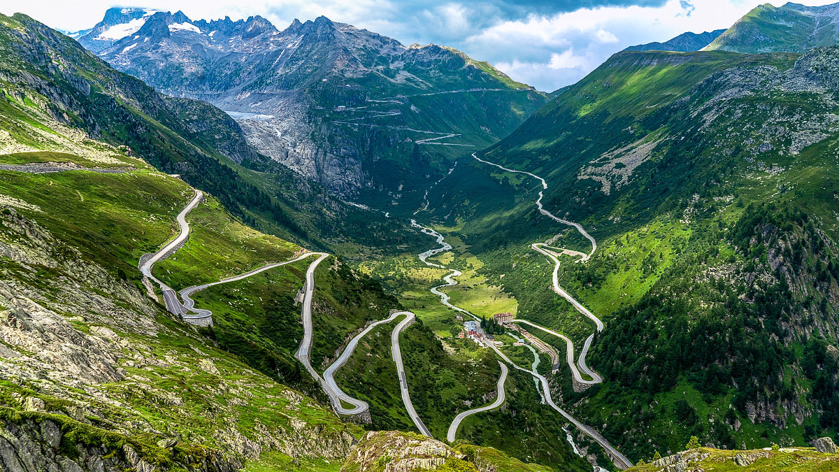 Grimsel Pass & Furka Pass. Gifts for cyclists, cycling photography by davidt. 