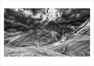 Col de I'Iseran The Bridge black and white cycling photography prints by davidt.