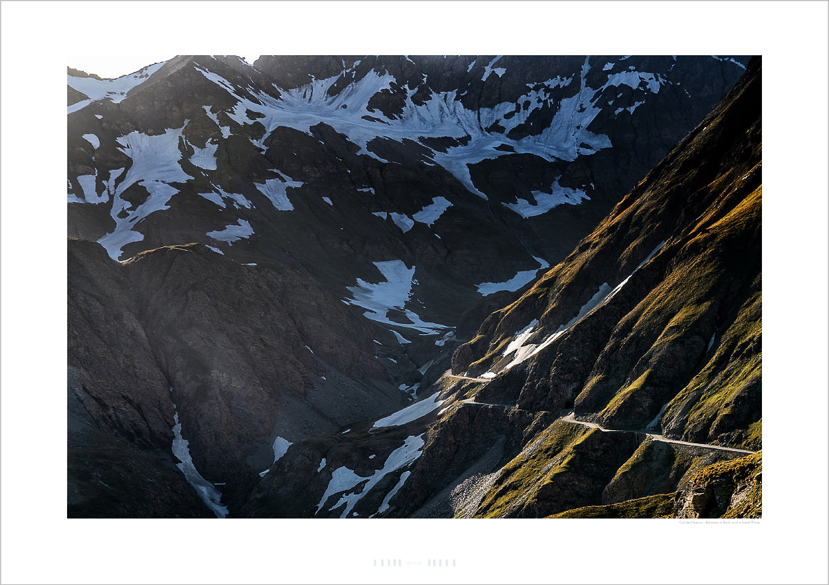 Unique gifts for cyclists. Cycling prints. Col de I'Iseran - Helm Deep. gifts for cyclists