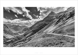Col d'Iseran Southside Ramp - Black and white photography print. Cycling photography prints,