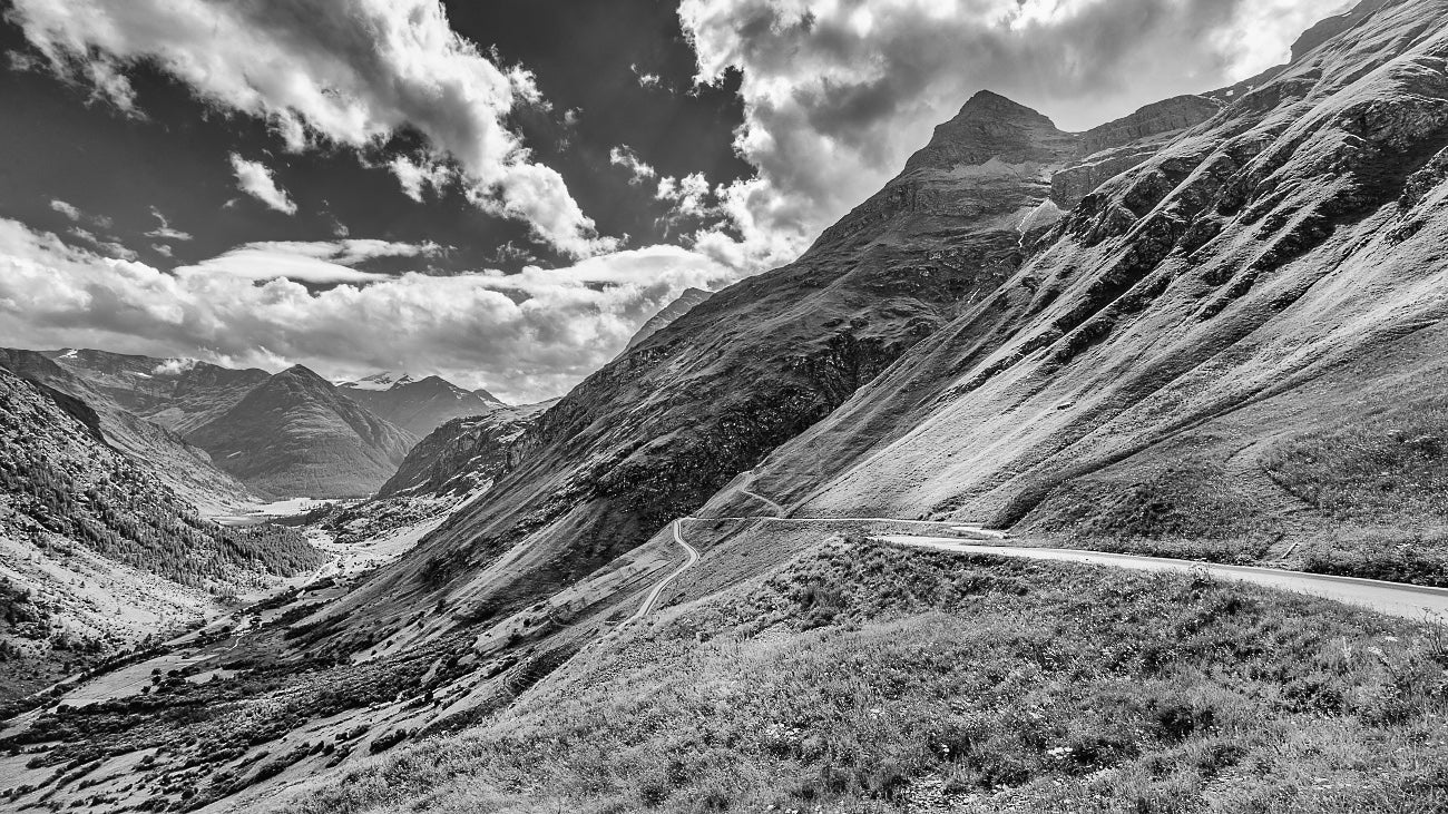 Col d'Iseran Southside Ramp Black and white photography print by davidt