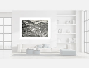 Col de I'Iseran Black and white cycling photography prints Cycling Interiors, Luxury Gifts for Cyclists, Photography Prints by David