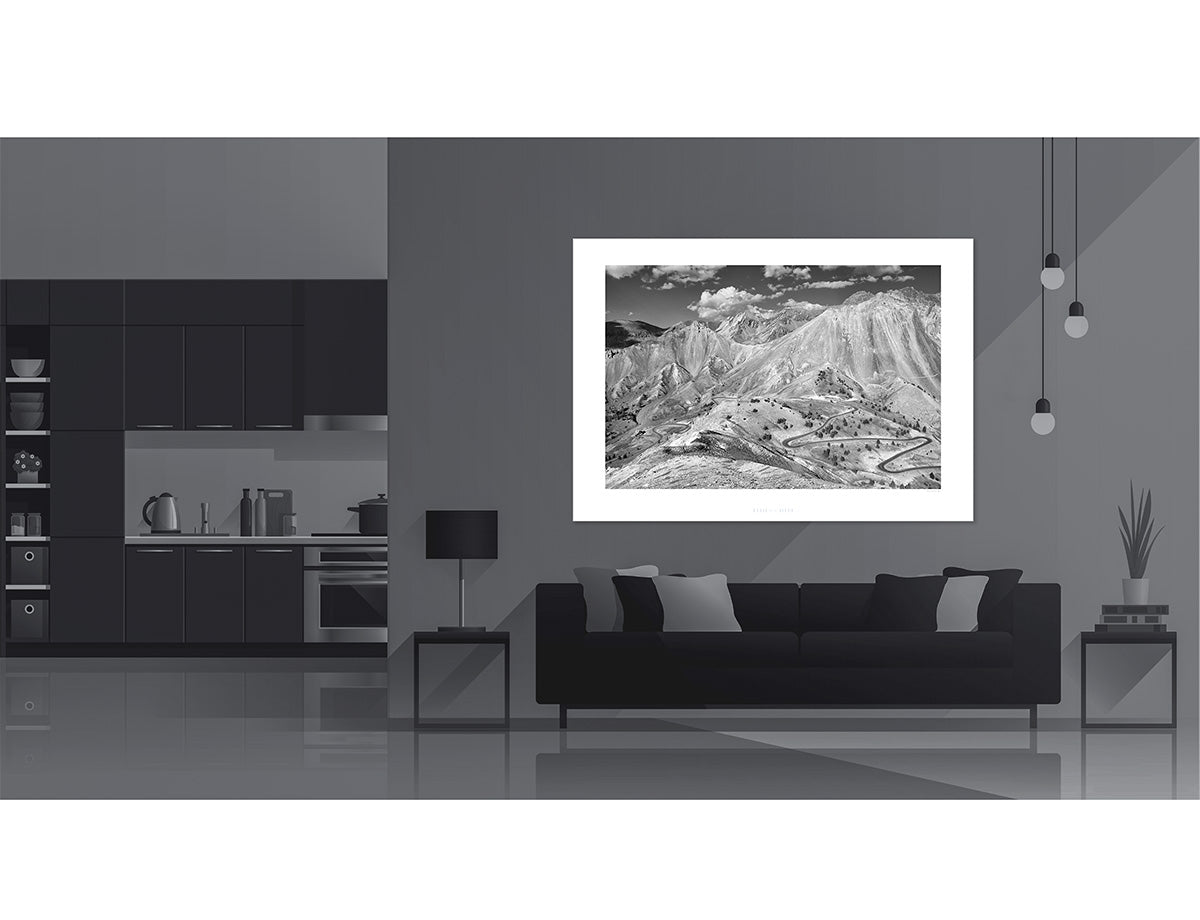 Col d'Izoard - Top - B&W photography  gifts for cyclists by davidt