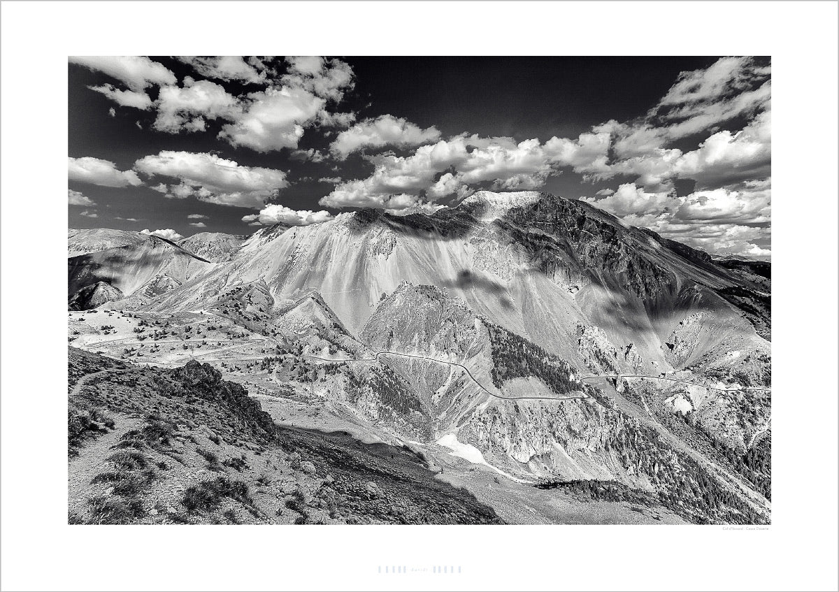 Col d'Izoard Casse Deserte Black and white cycling photography print by davidt Cycling Art. Unique gifts for cyclists.