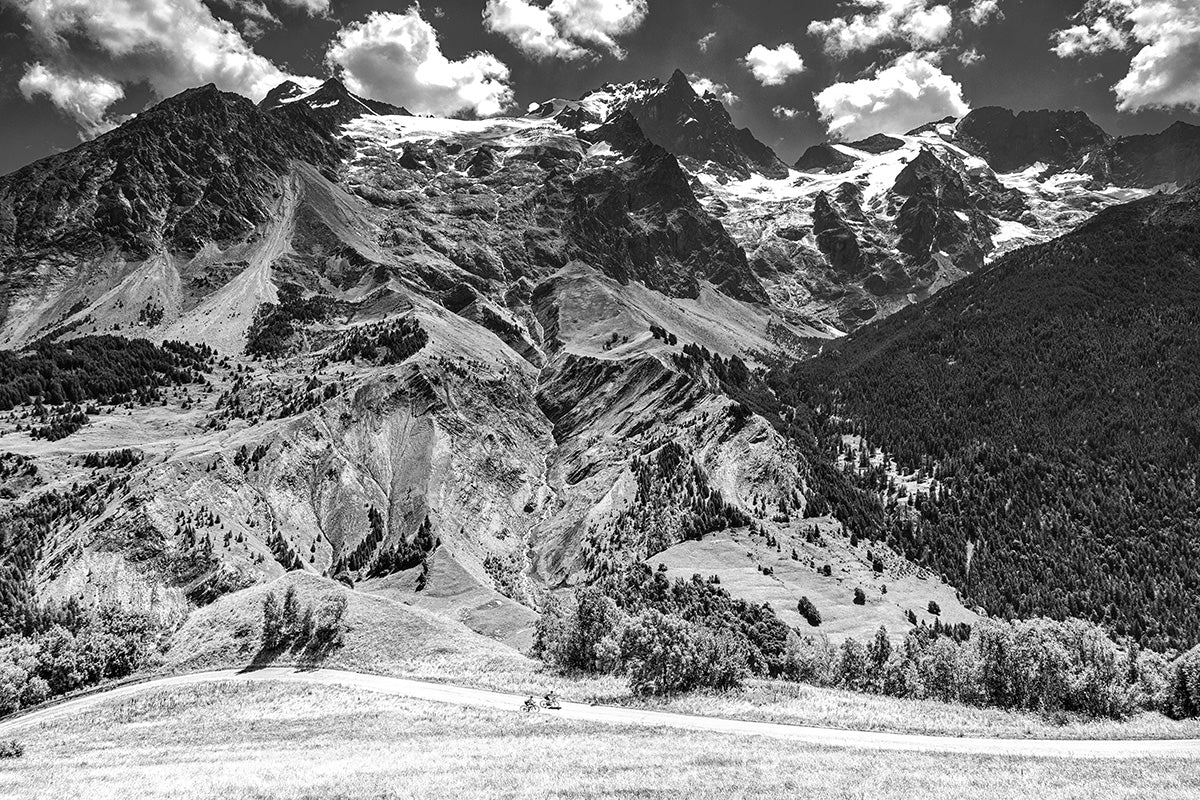 Col du Lautaret La Meije Glacier B&W
