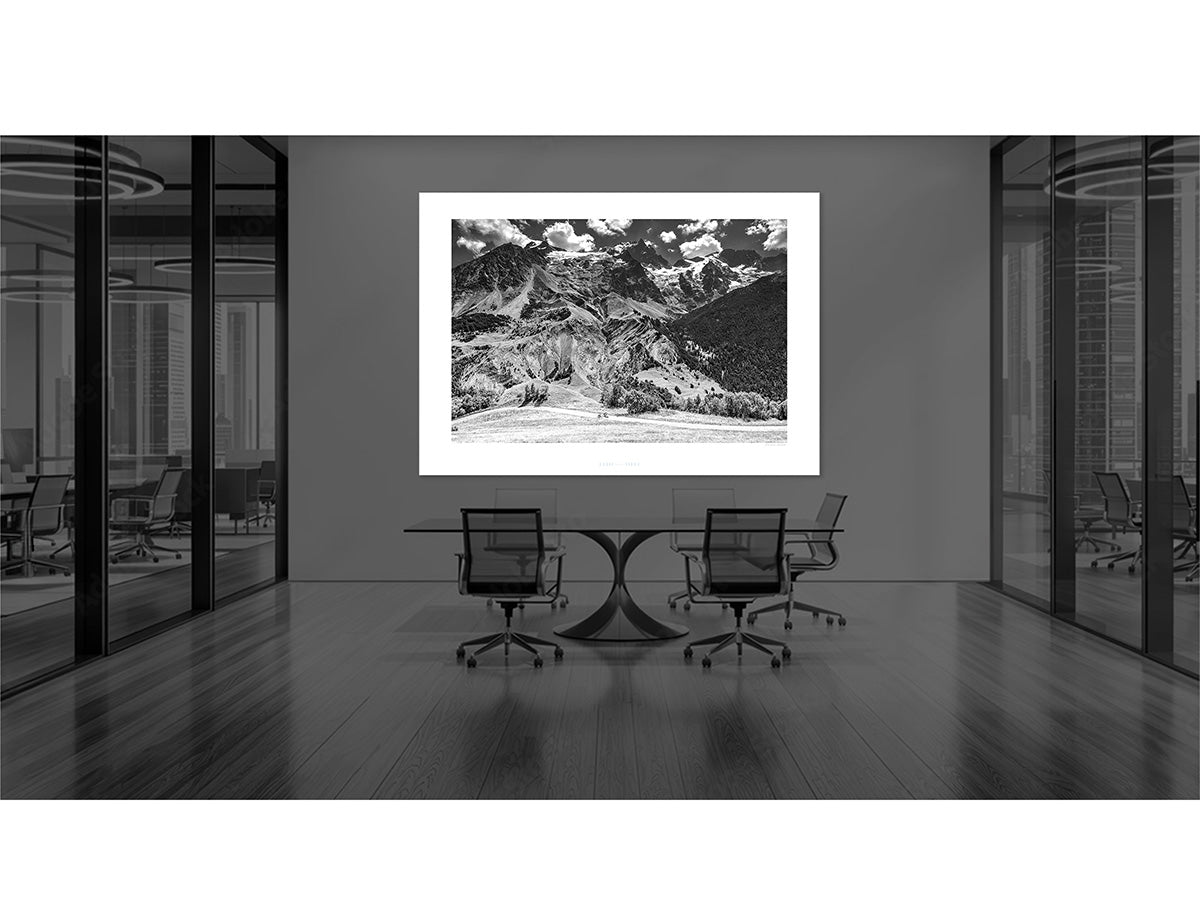 Col du Lautaret with the La Meije Glacier 2B&W Great cycling climbs by davidt