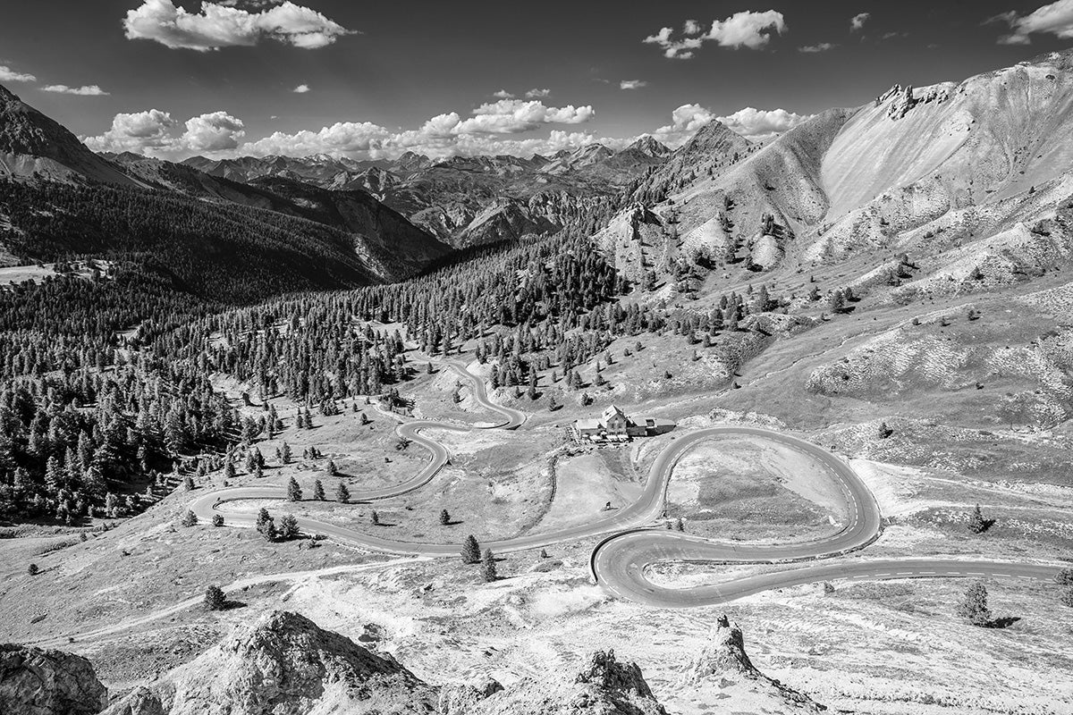 Col d'Izoard - Look North - b & w. Cycling photography prints by davidt