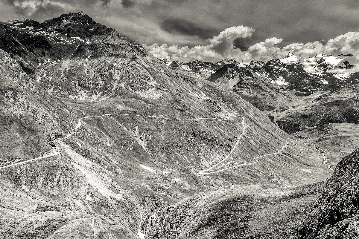Unique gifts for cyclists. Cycling prints. Col de I'Iseran gifts for cyclists. Col de I'Iseran Black and white cycling photography prints by davidt