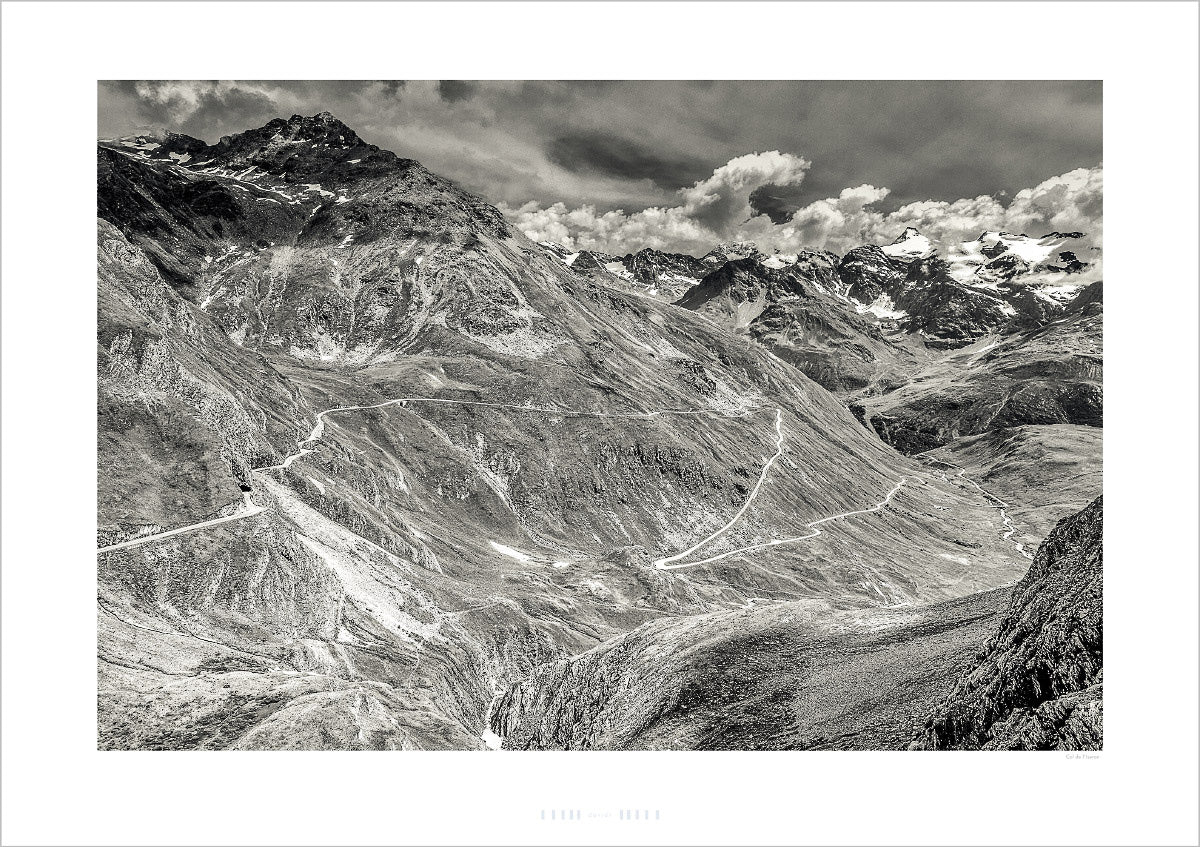 Col de I'Iseran Black and white cycling photography prints by davidt
