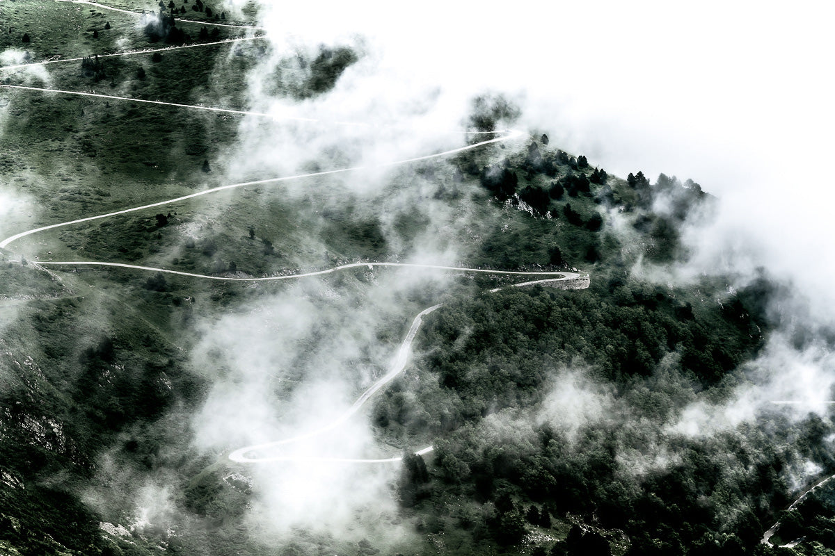 Port de Pailhères - Clouds - Cycling prints by davidt. Cycling art of the great cycling climbs